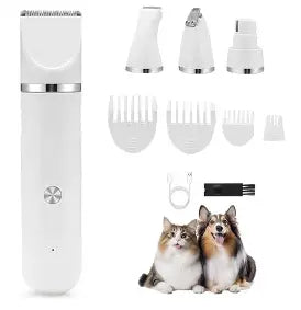 4 in 1 Electric Pet Grooming Kit - Hair Trimmer, Clippers, Nail Grinder for Cats & Dogs